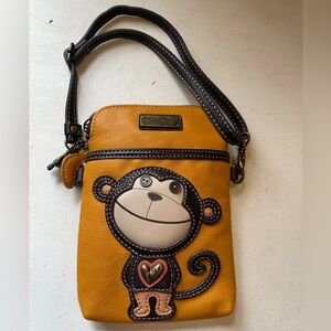 Chala Yellow Crossbody Bag with Monkey Design